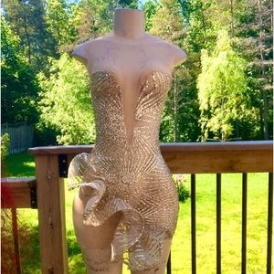 Sexy Gold See Through / Mesh Dress Super High end